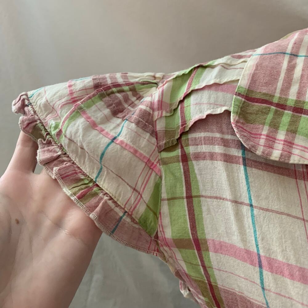 Vanity Y2K Plaid Ruffle Button-Up Top - Picture 3 of 5